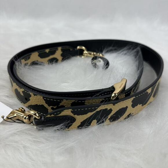 Coach Leather Strap With Leopard Print In Gold/Leopard Multi CBQ18 NWT - Picture 2 of 5